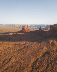 Aerial view of famous Monument Valley at sunset, Utah, United States. - AAEF21285