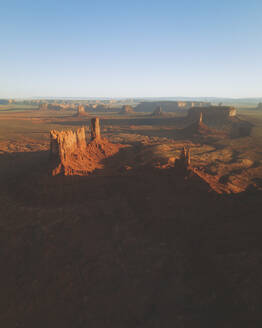 Aerial view of famous Monument Valley at sunset, Utah, United States. - AAEF21287