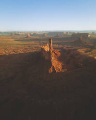 Aerial view of famous Monument Valley at sunset, Utah, United States. - AAEF21288