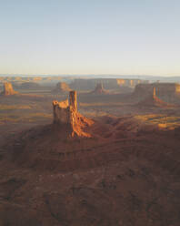 Aerial view of famous Monument Valley at sunset, Utah, United States. - AAEF21290