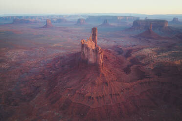 Aerial view of famous Monument Valley at sunset, Utah, United States. - AAEF21295