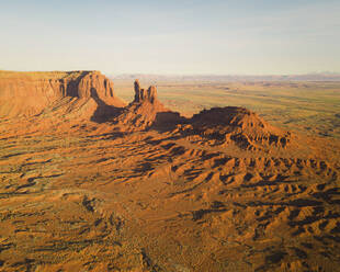 Aerial view of famous Monument Valley at sunrise, Utah, United States. - AAEF21305