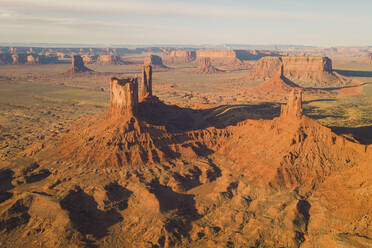 Aerial view of famous Monument Valley at sunrise, Utah, United States. - AAEF21307