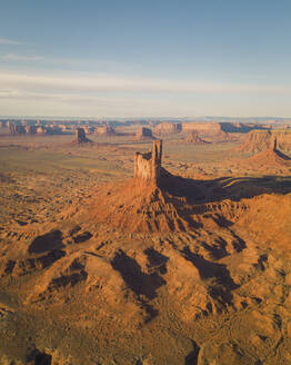 Aerial view of famous Monument Valley at sunrise, Utah, United States. - AAEF21308
