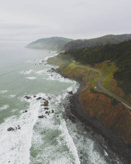 Aerial view of the panoramic California Pacific Highway 1, California, United States. - AAEF21331