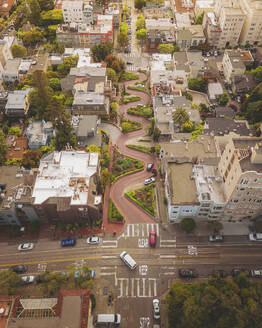 Aerial view of the famous curvy Lombard Street in San Francisco, California, United States. - AAEF21352