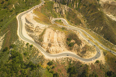 Aerial view of Grimes Canyon Road, near Los Angeles, California, United States. - AAEF21369