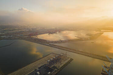 Aerial view of the Port of Long Beach, California, United States. - AAEF21373