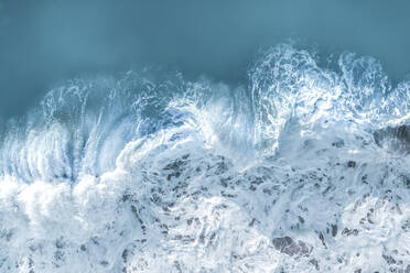 Aerial view of wave crashing along the shore of the Hamptons, Southampton, New York, United States. - AAEF21425