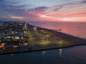 Aerial view of Ocean City, Maryland, United States right before sunrise. - AAEF21506