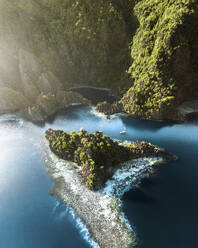 Aerial view of sailing boat along Twin Lagoons, Coron Palawan Philippines. - AAEF21527