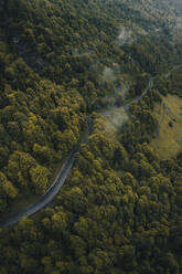 Aerial drone view of the mountain road at Cerentino, Valmaggia, Switzerland. - AAEF21591