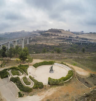 Aerial view of the memorial monument for the 9/11 victims, Jerusalem, Israel. - AAEF21758