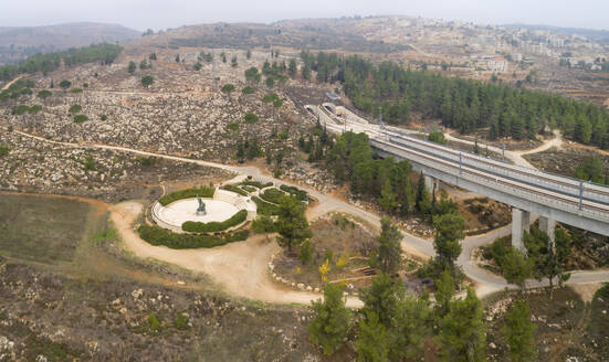 Aerial view of the memorial monument for the 9/11 victims, Jerusalem, Israel. - AAEF21759