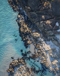 Aerial view of rugged cliffs along the coastline at William Bay National Park, Western Australia, Australia. - AAEF21816