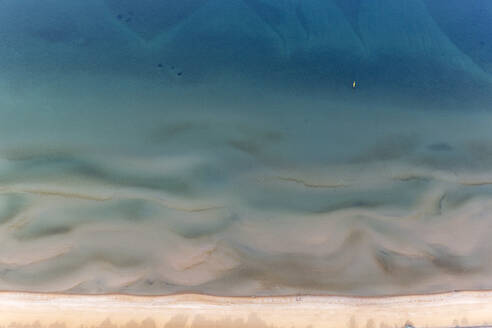 Aerial view of the shoreline along the beach with white sand near Melbourne, Australia. - AAEF21837