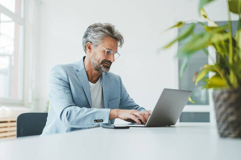 Geschäftsmann arbeitet am Laptop im Büro - JOSEF20493