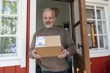 Mann mit Paket an der Tür stehend - VPIF08359
