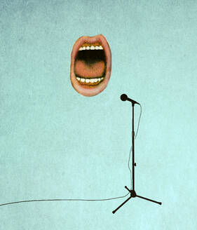 Illustration of mouth talking into microphone - GWAF00283