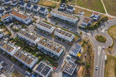 Germany, Baden-Wurttemberg, Plochingen, Aerial view of rooftops of modern suburban houses - WDF07361