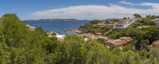 View of La Maddalena and terracotta rooftops and whitewashed villas of Porto Rafael, Sardinia, Italy, Mediterranean, Europe - RHPLF26775