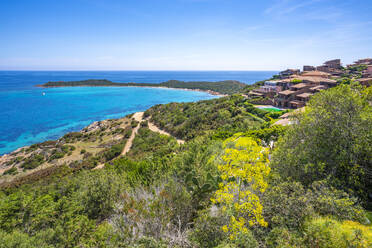 View of Capo Coda Cavallo from elevated position, Sardinia, Italy, Mediterranean, Europe - RHPLF26785