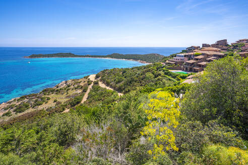 View of Capo Coda Cavallo from elevated position, Sardinia, Italy, Mediterranean, Europe - RHPLF26785