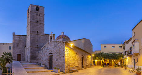 View of Chiesa Parrocchiale di S. Paolo Apostolo church at dusk, Olbia, Sardinia, Italy, Mediterranean, Europe - RHPLF26812