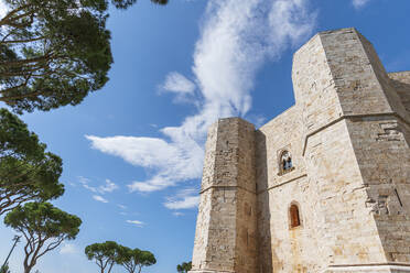 Detail of the side facade of the octagonal castle of Castel del Monte, UNESCO World Heritage Site, Apulia, Italy, Europe - RHPLF26932