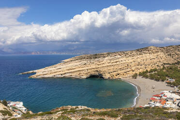 Bay and beach of Matala, Iraklion, Crete, Greek Islands, Greece, Europe - RHPLF26969
