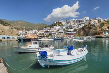 Fishing boats in the port of Agia Galini, South Coast, Crete, Greek Islands, Greece, Europe - RHPLF26971
