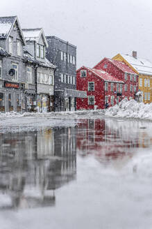 Multicolored houses in the frozen city centre of Tromso, Norway, Scandinavia, Europe - RHPLF27039