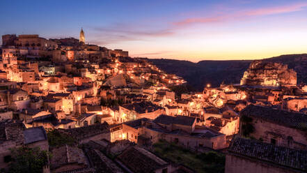 City view of Matera at dawn, Matera, Basilicata, Italy, Europe - RHPLF27051