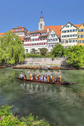 Tourist boat on Neckar River, Tubingen, Baden Wurttemberg, Germany, Europe - RHPLF27274