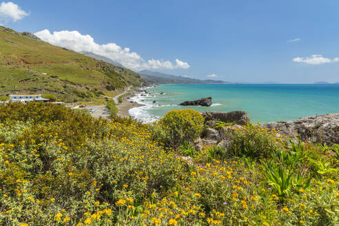 Coast of southern Crete near beach of Preveli, Rethymno, Crete, Greek Islands, Greece, Europe - RHPLF27279