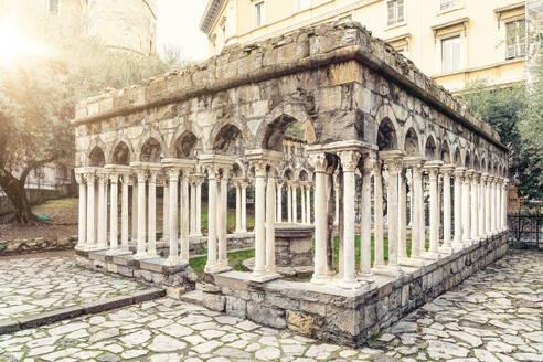 Italy, Liguria, Genoa, Ruins of St. Andrew Cloister - TAMF03942