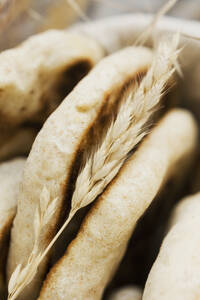 Close-up of homemade sourdough pita breads - ONAF00619