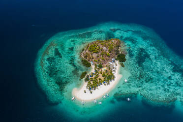 Tropical beach with blue water and palm trees - Coron, Philippines - DMDF03647