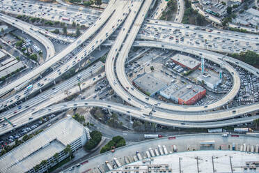 Cars driving on a highway, drone bird's eye view - DMDF03880