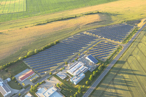 Germany, Saxony-Anhalt, Aerial view of solar power station in Harz - PVCF01357