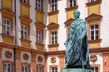 Germany, Bavaria, Bayreuth, Statue of king Maximilian II outside Altes Schloss - LBF03840