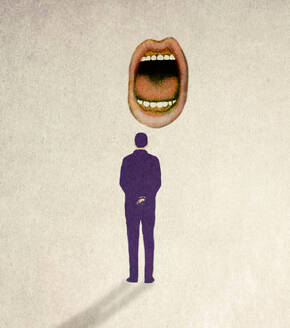 Illustration eines schimpfenden Mannes mit übergroßem Mund - GWAF00312