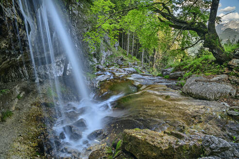 Wasserfall mit felsiger Landschaft im Wald - ANSF00647