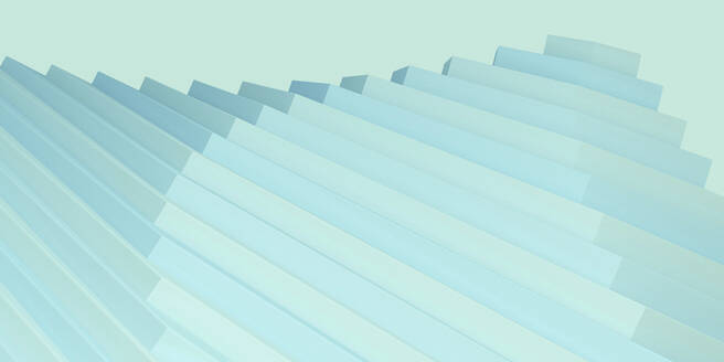 Geometric shaped staircase pattern forming podium against green background - MSMF00110