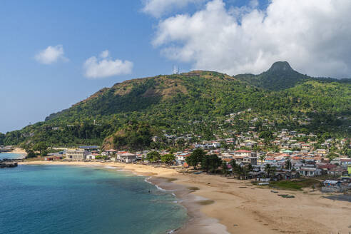 Aerial of the island of Annobon, Equatorial Guinea, Africa - RHPLF27390