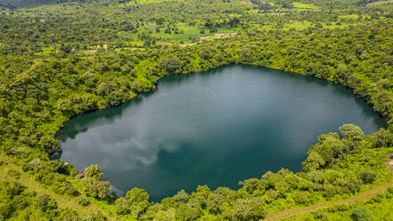 Aerial of Lake Tison, Ngaoundere, Adamawa region, Northern Cameroon, Africa - RHPLF27438