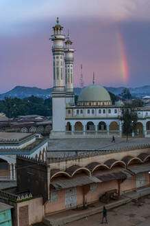 Rainbow over Lamido Grand Mosque, Ngaoundere, Adamawa region, Northern Cameroon, Africa - RHPLF27439