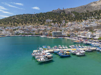 Aerial view of Kalimnos town, Kalimnos, Dodecanese Islands, Greek Islands, Greece, Europe - RHPLF27556