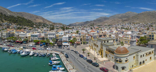 Aerial view of Kalimnos town, Kalimnos, Dodecanese Islands, Greek Islands, Greece, Europe - RHPLF27558