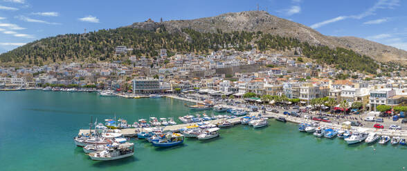 Aerial view of Kalimnos town, Kalimnos, Dodecanese Islands, Greek Islands, Greece, Europe - RHPLF27559